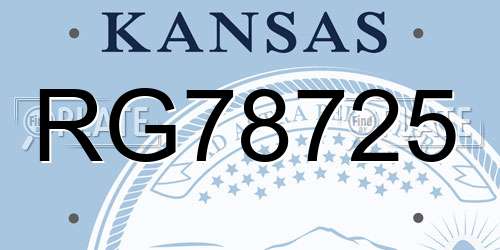 RG78725 Kansas License Plate