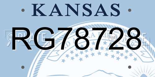 RG78728 Kansas License Plate