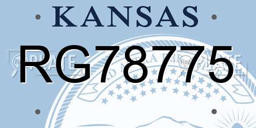 RG78775 Kansas License Plate