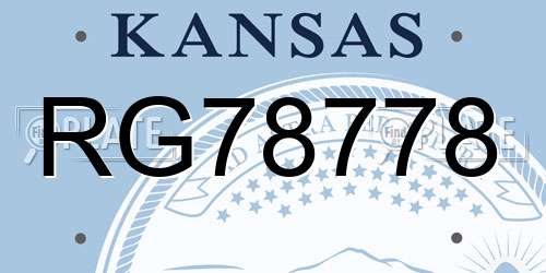 RG78778 Kansas License Plate