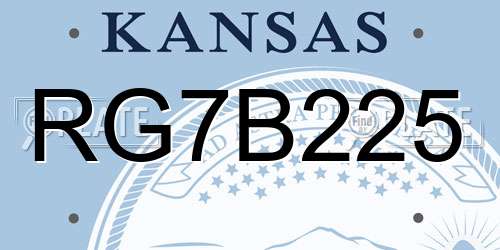 RG7B225 Kansas License Plate
