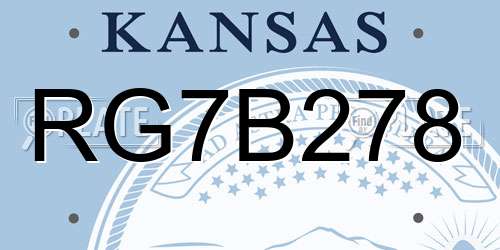 RG7B278 Kansas License Plate