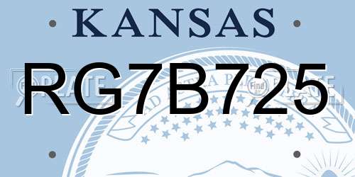 RG7B725 Kansas License Plate