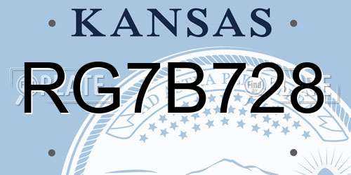 RG7B728 Kansas License Plate