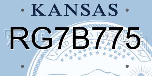 RG7B775 Kansas License Plate