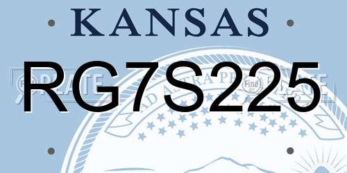 RG7S225 Kansas License Plate