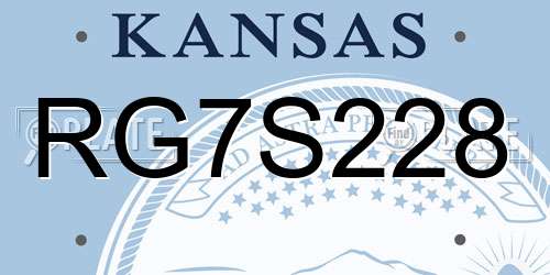 RG7S228 Kansas License Plate