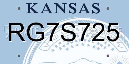 RG7S725 Kansas License Plate