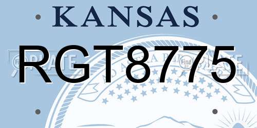 RGT8775 Kansas License Plate