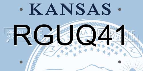 RGUQ41 Kansas License Plate