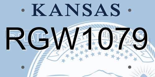 RGW1079 Kansas License Plate