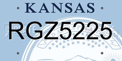 RGZ5225 Kansas License Plate