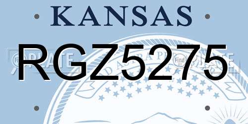 RGZ5275 Kansas License Plate