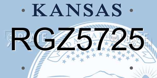 RGZ5725 Kansas License Plate