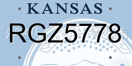 RGZ5778 Kansas License Plate