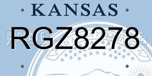 RGZ8278 Kansas License Plate