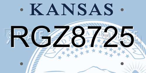 RGZ8725 Kansas License Plate