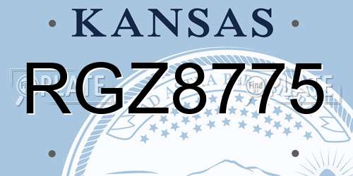 RGZ8775 Kansas License Plate