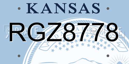 RGZ8778 Kansas License Plate