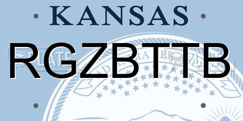 RGZBTTB Kansas License Plate