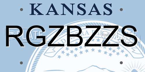 RGZBZZS Kansas License Plate