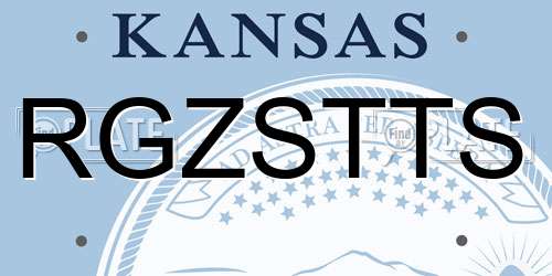 RGZSTTS Kansas License Plate