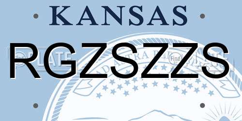 RGZSZZS Kansas License Plate