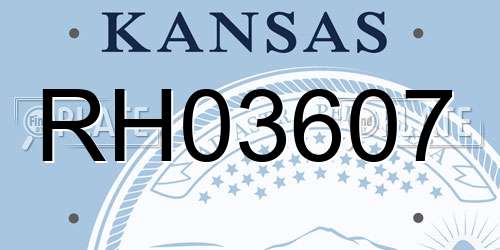 RH03607 Kansas License Plate