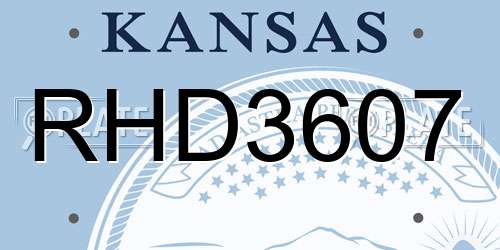 RHD3607 Kansas License Plate