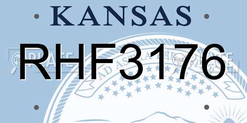 RHF3176 Kansas License Plate