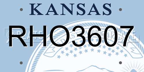 RHO3607 Kansas License Plate