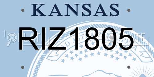 RIZ1805 Kansas License Plate