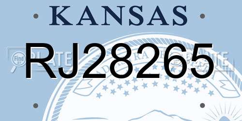 RJ28265 Kansas License Plate