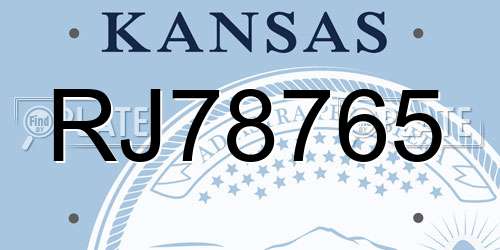 RJ78765 Kansas License Plate