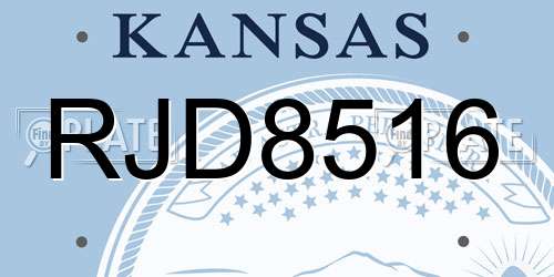 RJD8516 Kansas License Plate