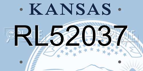 RL52037 Kansas License Plate