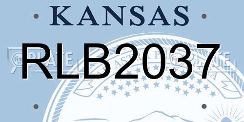 RLB2037 Kansas License Plate