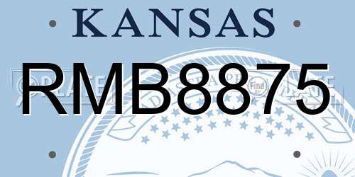 RMB8875 Kansas License Plate