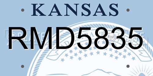 RMD5835 Kansas License Plate