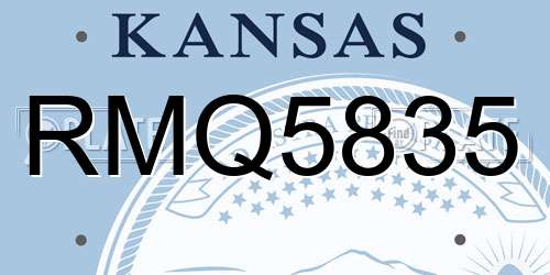 RMQ5835 Kansas License Plate