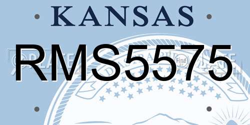 RMS5575 Kansas License Plate