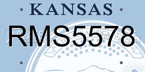 RMS5578 Kansas License Plate