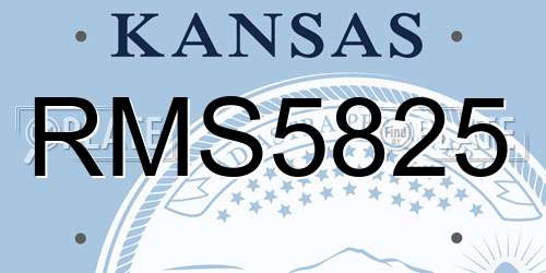 RMS5825 Kansas License Plate