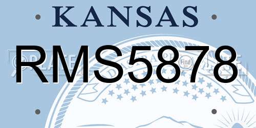 RMS5878 Kansas License Plate