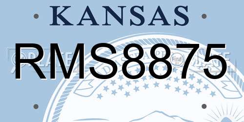 RMS8875 Kansas License Plate