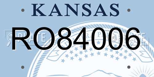 RO84006 Kansas License Plate
