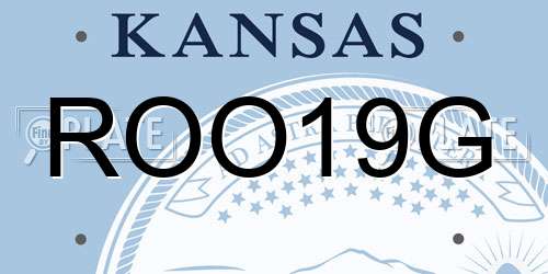 ROO19G Kansas License Plate