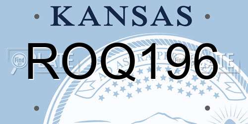 ROQ196 Kansas License Plate