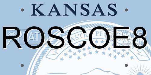ROSCOE8 Kansas License Plate