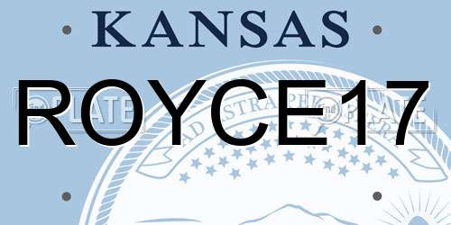 ROYCE17 Kansas License Plate